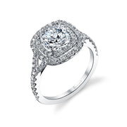 Classic Double Cushion Halo Diamond Engagement Ring Setting