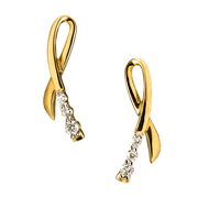 14K Yellow Gold And Diamond Ribbon Stud Earrings