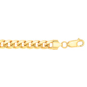 10K Yellow Gold 7mm Semi-Solid Miami Cuban Bracelet