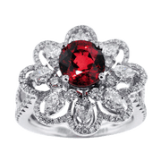 18K White Gold Ruby & Diamond Ring
