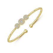 14K Yellow Gold Bujukan Bead Cuff Pavé Diamond Bracelet
