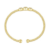 14K Yellow Gold Bujukan Bead Cuff Pavé Diamond Bracelet