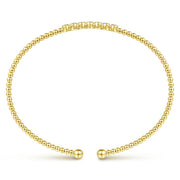 14K Yellow Gold Bujukan Bead Cuff Cluster Diamond Station Bracelet