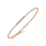 14K Rose Gold Bujukan Bead Cuff Diamond Bracelet