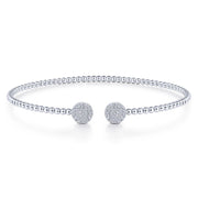 14K White Gold Bujukan Bead & Round Pavé Diamond Disc Split Cuff Bracelet