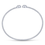 14K White Gold Bujukan Bead & Round Pavé Diamond Disc Split Cuff Bracelet