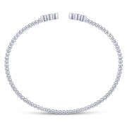 14K White Gold Bujukan Bead & Quatrefoil Diamond Split Cuff Bracelet