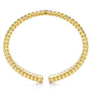 14K Yellow Gold Crescent Moon Diamond Pavé Station Cuff Bracelet