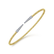14K Yellow Gold Split Bujukan Bead & Diamond Pavé Spiked Cuff Bracelet