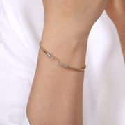 14K Yellow Gold Split Bujukan Bead & Diamond Pavé Spiked Cuff Bracelet