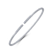 14K White Gold Bujukan Bead & Diamond Pavé Bar Cuff Bracelet