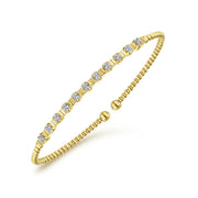 14K Yellow Gold Bujukan Bead & Diamond Station Cuff Bracelet