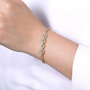14K Yellow Gold Bujukan Bead & Diamond Pavé Links Cuff Bracelet