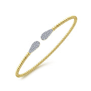 14K Yellow Gold Bujukan Bead & Diamond Pavé Teardrop Cuff Bracelet