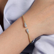 14K Yellow Gold Bujukan Bead & Diamond Pavé Teardrop Cuff Bracelet