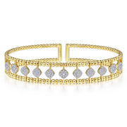 14K Yellow Gold Bujukan Bead & Pavé Diamond Connector Cuff Bracelet