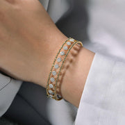 14K Yellow Gold Bujukan Bead & Pavé Diamond Connector Cuff Bracelet