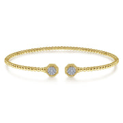 14K Yellow Gold Bujukan Split Cuff & Diamond Pavé Hexagon Bracelet