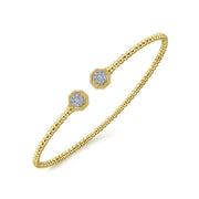 14K Yellow Gold Bujukan Split Cuff & Diamond Pavé Hexagon Bracelet