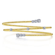 14K Two-Tone Gold Bujukan Bead Wrap Diamond Station Bracelet