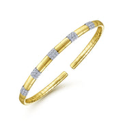 14K Yellow Gold Cuff Pavé Diamond Station Bracelet