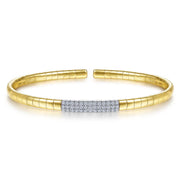 14K Yellow Gold Cuff Pavé Diamond Bar Bracelet