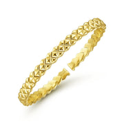 14K Yellow Gold Quilt Pattern Cuff Bracelet