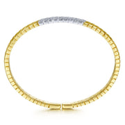 14K Two-Tone Gold Diamond Pavé Station Chevron Cuff Bracelet