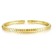 14K Yellow Gold Chevron Pattern Cuff Bracelet