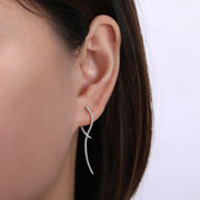14K White Gold Sculptural Diamond Drop Earrings