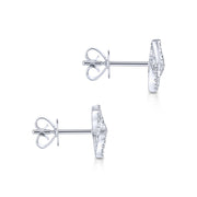 14K White Gold Open Floral Pavé Diamond Stud Earrings