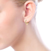 14K Yellow Gold Beaded Spiked 15mm Huggie Earrings