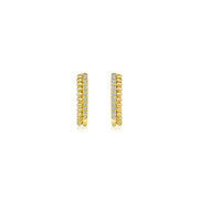 14K Yellow Gold Beaded Pavé 10mm Diamond Huggie Earrings