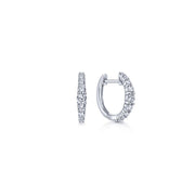 14K White Gold 13mm Classic Diamond Huggie Earrings