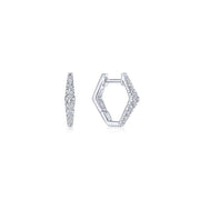 14K White Gold 15mm Diamond Huggie Earrings