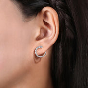 14K White Gold Open Diamond Circle Stud Earrings