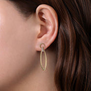 14K Two-Tone Gold Twisted Rope Open Shape Diamond Earrings