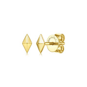 14K Yellow Gold Pyramid Kite Shape Stud Earrings