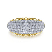 14K Two-Tone Gold Diamond Pavé & Bujukan Bead Ring