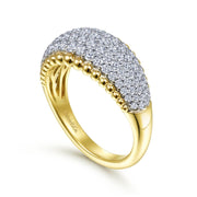 14K Two-Tone Gold Diamond Pavé & Bujukan Bead Ring