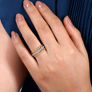 14K Two-Tone Gold Three Row Diamond Open Ring
