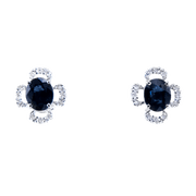 14K White Gold Sapphire And Diamond Earrings