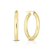 10K Yellow Gold 3x25mm Hoop Earrings