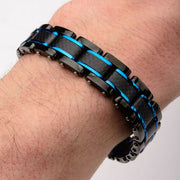 Black IP, Blue IP & Solid Carbon Fiber Center Link Bracelet