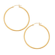 10K Yellow Gold 2x45mm Hoop Earrings