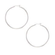 10K White Gold 2x50mm Hoop Earrings