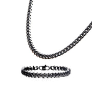 Steel Black Plated Diamond Curb Chain Necklace