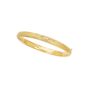 14K Yellow Gold Diamond Cut X Bangle Bracelet