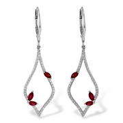 14K Rose Gold Diamond Teardrop Ruby Accent Earrings