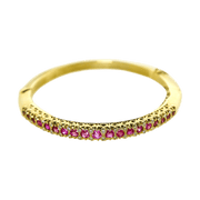 14K Yellow Gold Pink Sapphire & Diamond Bangle